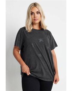 Футболка из 100% хлопка с накладными рукавами, серый Yours curve