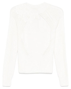 Свитер с цветочной вышивкой, белый Ermanno scervino