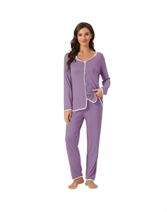 Женские пижамы, пуловеры с длинными рукавами и брюки, комплекты для отдыха, фиолетовый Cheibear