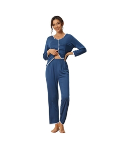 Женские пижамы, пуловеры с длинными рукавами и брюки, комплекты для отдыха, синий Cheibear