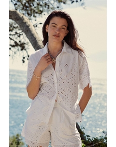 Рубашка Coord Broderie с коротким рукавом из 100% хлопка, белый Next