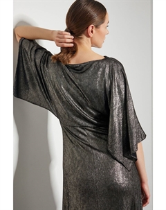 Платье миди из металлизированного джерси Mila с драпировкой, золотой Monsoon