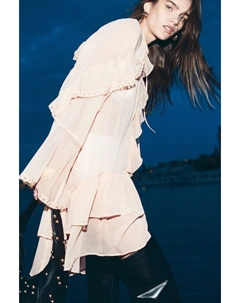 Шифоновое платье с воланами, оранжевый H&m