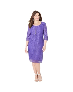 Женское платье прямого кроя с отделкой крючком больших размеров, цвет Dark Violet Catherine's