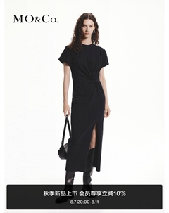 Платье с короткими рукавами из мерсеризованного хлопка, черный Moco