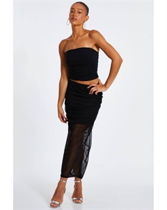 Черная сетчатая юбка-мидакси со сборками Quiz clothing