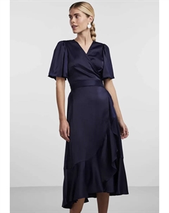 Платье с запахом "YASTHEA 2/4 MIDI WRAP DRESS S. NOOS", с воланом, синий Y.a.s