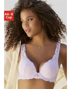 Бюстгальтер пуш-ап, красивое цветочное кружево, нижнее белье, фиолетовый Lascana