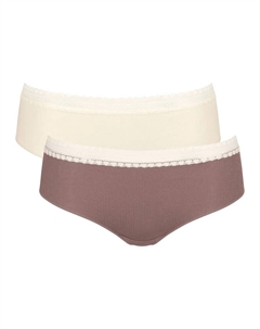 Трусы "GO Ribbed R Hipster C2P" (упаковка, 2 шт.), ребристая структура, коричневый Sloggi