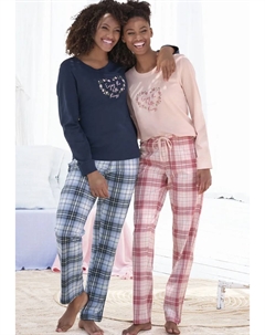 Пижама (4 шт., 2 шт.) в клетку и цветочный принт в двойной упаковке, цвет Mehrfabig Gemustert Vivance dreams