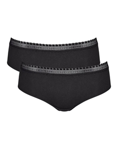 Трусы "GO Ribbed R Hipster C2P" (упаковка, 2 шт.), ребристая структура, черный Sloggi