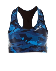 Спортивное бюстье "SB101-Military", принт в стиле милитари, синий Winshape