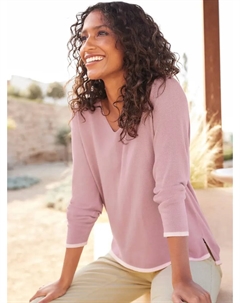 Свитер с V-образным вырезом "Пуловер", цвет Mauve-Hellrosé-Gemustert Heine