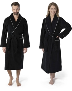Халат унисекс "велюр с шалевым воротником" (1 шт.), элегантный дизайн по краю, черный Move