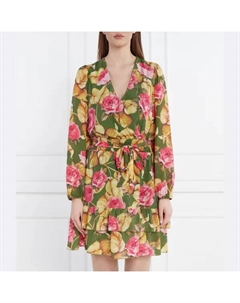 Платье с поясом и добавлением шелка, мультиколор Guess