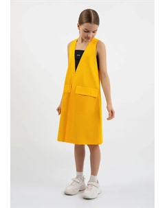 Трикотажное платье с контрастными вставками, желтый Gulliver