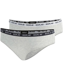 Трусики бикини "LADY SLIP Style 1 T/C 2шт. упаковка "водопад" (2 шт. в упаковке), с надписью-логотипом, серый Replay