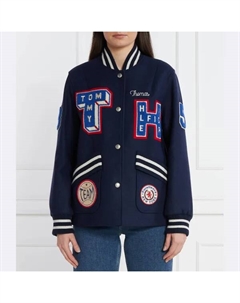 Университетский бомбер классического кроя с добавлением шерсти, синий Tommy hilfiger