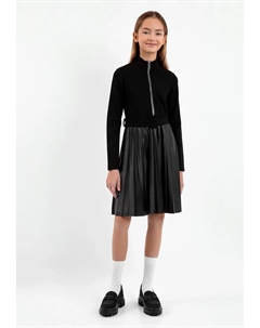 Трикотажное платье с модной плиссированной юбкой, черный Gulliver