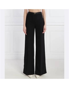 Брюки свободного кроя с поясом, черный Elisabetta franchi