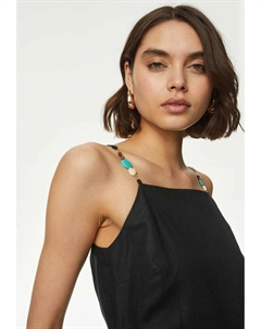 Летнее платье Linen Rich Beaded Midi Slip, черное Marks & spencer