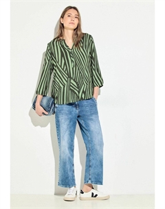 Блузка Mit Streifen, зеленая Cecil