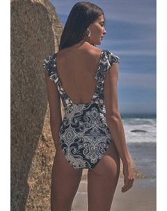 Купальник Frill Plunge Tummy Control, синий Next