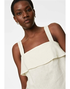 Блузка Linen Blend Layered, пестрый бежевый Marks & spencer