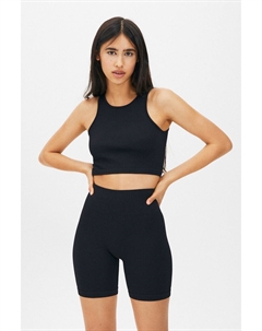 Бесшовные велосипедки в рубчик, черный Pull & bear