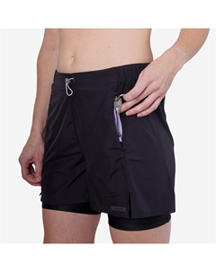 Женские дышащие шорты для бега 2-в-1 - Run 500 Dry Black Kiprun