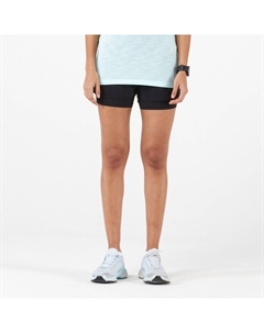 ЖЕНСКИЕ ШОРТЫ ДЛЯ БЕГА 2-В-1 СО ВСТРОЕННЫМИ ПЛОТНЫМИ ШОРТАМИ - ЧЕРНЫЕ Kiprun