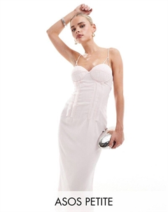 Розовое шифоновое платье миди с вырезом и чашками DESIGN Petite Asos