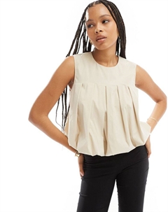 Кремовый топ без рукавов с объемным подолом DESIGN Asos