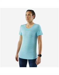 Женская бесшовная футболка для бега и трейлраннинга Run 500 Comfort - небесно-голубая Kiprun