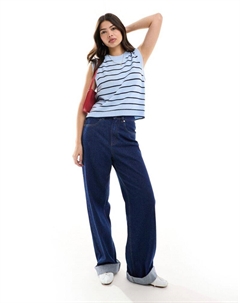 Трикотажная майка с круглым вырезом в синюю полоску DESIGN Asos