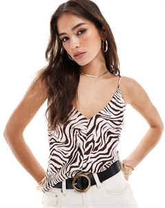 Атласные майки цвета зебры с v-образным вырезом DESIGN Asos