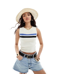 Белая трикотажная майка со спортивным кантом DESIGN Asos