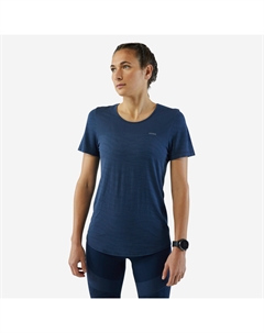 Женская дышащая футболка для бега и трейлраннинга Run 500 - темно-синяя Kiprun