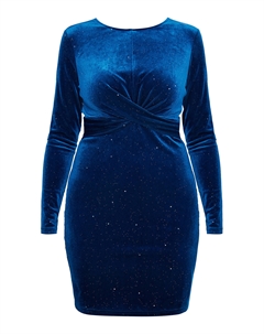 Платье Glitzerndes Samt, цвет Smaragd Blau Faina