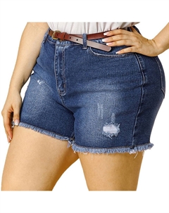 Женские джинсовые шорты больших размеров с рваными краями и высокой талией, синий Agnes orinda