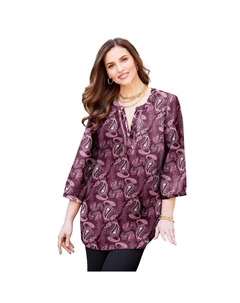 Женская туника с защипами и защипами из жоржета больших размеров, цвет Midnight Berry Paisley Catherine's