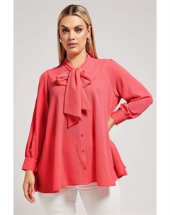 Блузка с завязками на шее и сборками, розовый Yours curve