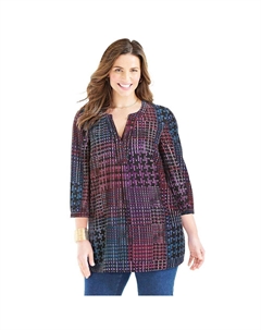 Женская туника с защипами и защипами из жоржета больших размеров, цвет Multi Abstract Plaid Catherine's
