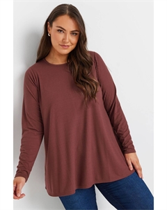 Футболка с длинными рукавами и ребристым узором, красный Yours curve