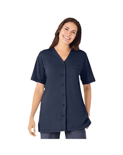 Женская бейсбольная туника с короткими рукавами на 7 дней больших размеров для женщин, темно-синий Woman within