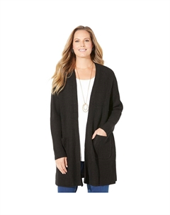 Женский свитер размера плюс Daydream вафельной вязки, черный Catherine's