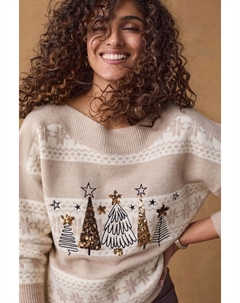 Вязаный рождественский джемпер, нейтральный Next