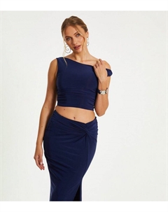 Синий укороченный топ с твистом , ярко-синий Quiz