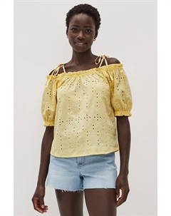 Топ с рукавами фонариками и вышивкой Бардо, желтый Next
