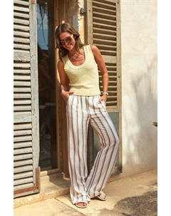 Широкие брюки из льняной смеси, синий Next